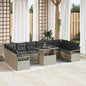 11-piece garden sofa set beige and cream synthetic rattan