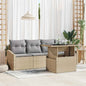 Conjunto de sofá de jardim 5 peças Cinzento claro vime sintético