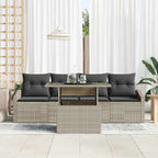 Conjunto de sofá de jardín 5 pcs Gris claro ratán sintético