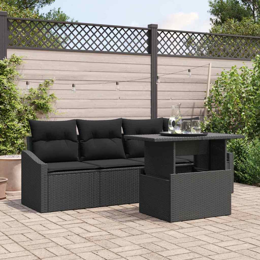 Conjunto de sofá de jardín 5 pcs Gris claro ratán sintético