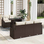 Conjunto de sofá de jardim 6 peças bege e creme vime sintético