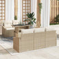 Conjunto de sofá de jardim 6 peças bege e creme vime sintético