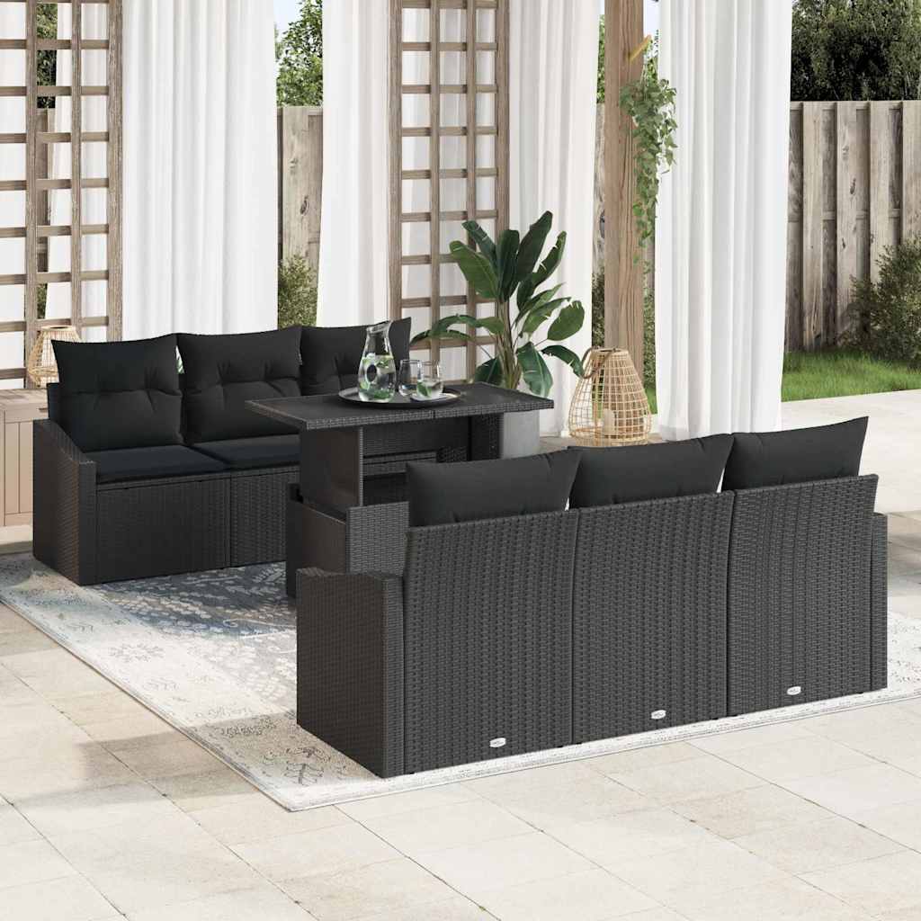 Conjunto de sofá de jardín 7 pcs Beige y Gris Claro
