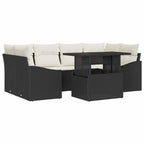 Conjunto de sofá de jardín 7 pcs Negro y crema ratán sintético