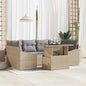 Conjunto de sofá de jardim com almofadas 7 peças bege e cinzento claro