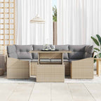 Conjunto de sofá de jardín con cojín 7 pcs beige y gris claro