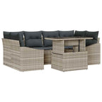 Conjunto de sofá de jardín 7 pcs Gris Claro ratán sintético