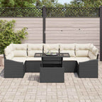 Conjunto de sofá de jardín 8 pcs Negro y crema ratán sintético