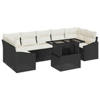 Conjunto de sofá de jardín 8 pcs Negro y crema ratán sintético