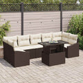 Conjunto de sofá de jardín 8 pcs Marrón y crema ratán sintético