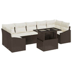 Conjunto de sofá de jardín 8 pcs Marrón y crema ratán sintético
