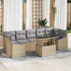 Conjunto de sofá de jardín con cojín 8 pcs beige y gris claro