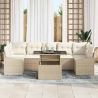 Conjunto de sofá de jardín 8 pcs beige y crema ratán sintético
