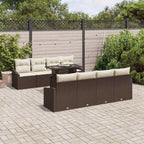 Conjunto de sofá de jardín 7 pcs Marrón y crema ratán sintético