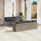 Conjunto de sofá de jardín con cojín 7 pcs Gris ratán sintético