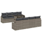 Conjunto de sofá de jardín con cojín 7 pcs Gris ratán sintético