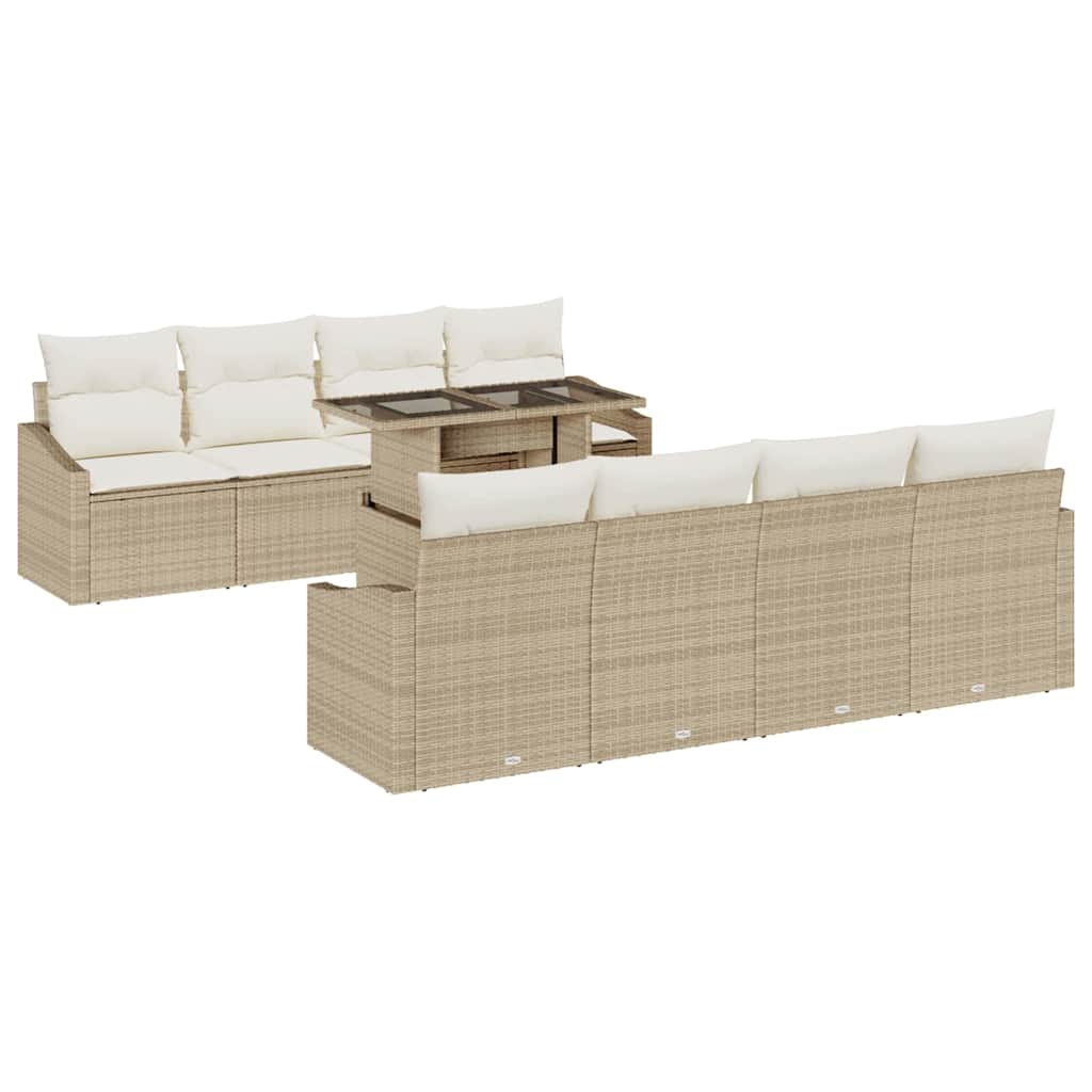Conjunto de sofá de jardín 7 pcs Beige y Crema ratán sintético