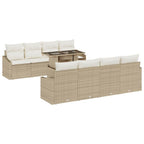 Conjunto de sofá de jardín 7 pcs Beige y Crema ratán sintético