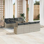 Conjunto de sofá de jardín 7 pcs Gris Claro ratán sintético