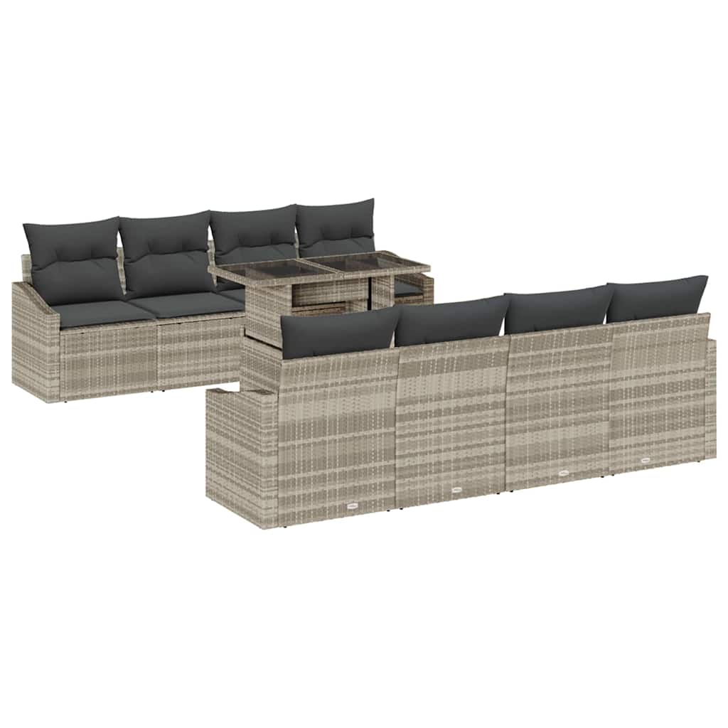 Conjunto de sofá de jardín 7 pcs Gris Claro ratán sintético