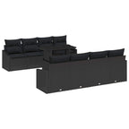 Conjunto de sofá de jardín 7 pcs Negro ratán sintético