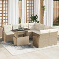 Conjunto de sofá de jardín 9 pcs Beige y Crema ratán sintético