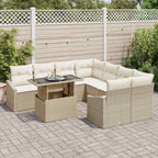 Conjunto de sofá de jardín 9 pcs Beige y Crema ratán sintético