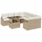 Conjunto de sofá de jardín 9 pcs Beige y Crema ratán sintético