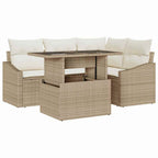 Conjunto de sofá de jardín 5 pcs Beige y Crema ratán sintético