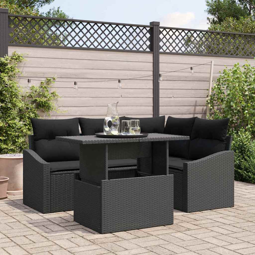 Conjunto de sofá de jardín 5 pcs Beige y Crema ratán sintético