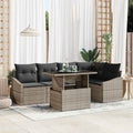 Conjunto de sofá de jardín con cojín Manual 6 pcs Gris