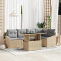 Conjunto de sofá de jardín con cojín 6 pcs beige y gris claro
