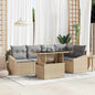 Conjunto de sofá de jardim com almofada 6 pçs bege e cinzento claro