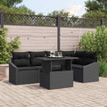 Conjunto de sofá de jardín 6 pcs Negro ratán sintético