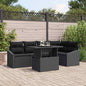 Conjunto de sofá de jardim 6 peças Preto vime sintético
