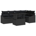 Conjunto de sofá de jardín 6 pcs Negro ratán sintético
