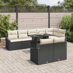 Conjunto de sofá de jardín 9 pcs Negro y crema ratán sintético