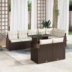 Conjunto de sofá de jardín con cojín 9 pcs Marrón y crema