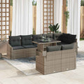 Conjunto de sofá de jardín con cojín 9 pcs Gris ratán sintético