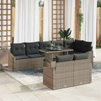 Conjunto de sofá de jardín con cojín 9 pcs Gris ratán sintético