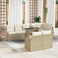 Conjunto de sofá de jardín 9 pcs Beige y Crema ratán sintético