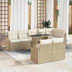 Conjunto de sofá de jardín 9 pcs Beige y Crema ratán sintético