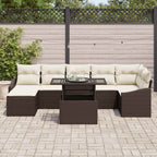 Conjunto de sofá de jardín 8 pcs Marrón y crema ratán sintético