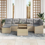 Conjunto de sofá de jardín con cojín 8 pcs Beige y Gris Claro