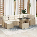 Conjunto de sofá de jardín 8 pcs Beige y Crema ratán sintético
