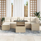 Conjunto de sofá de jardín 8 pcs Beige y Crema ratán sintético