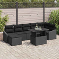 Conjunto de sofá de jardín 8 pcs Negro ratán sintético