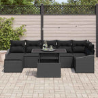 Conjunto de sofá de jardín 8 pcs Negro ratán sintético