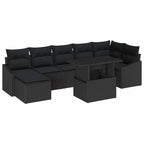 Conjunto de sofá de jardín 8 pcs Negro ratán sintético