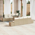 Conjunto de sofá de jardín 9 pcs Beige y Crema ratán sintético